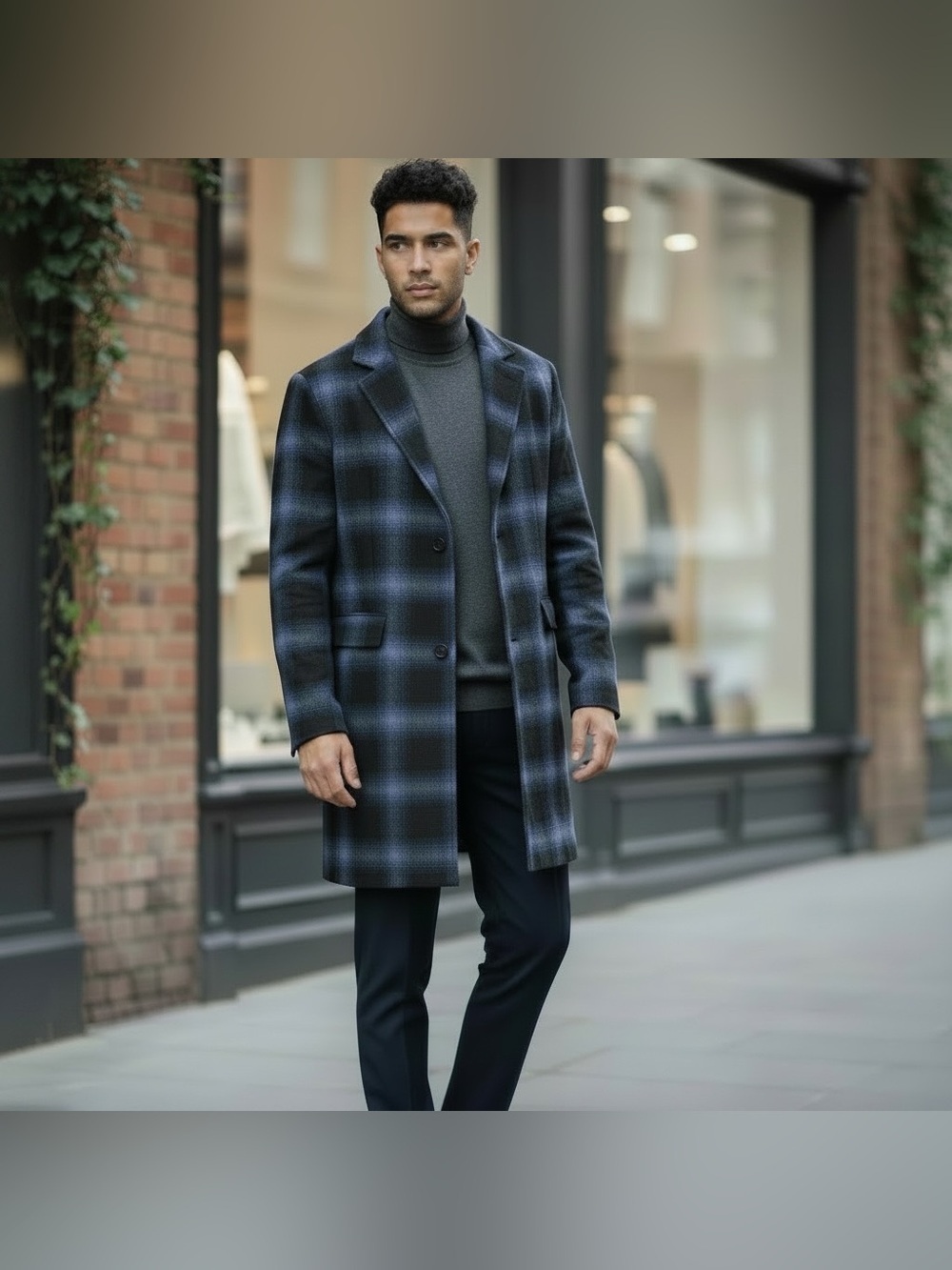 BoohooMAN Black and Blue Checkered Jacket